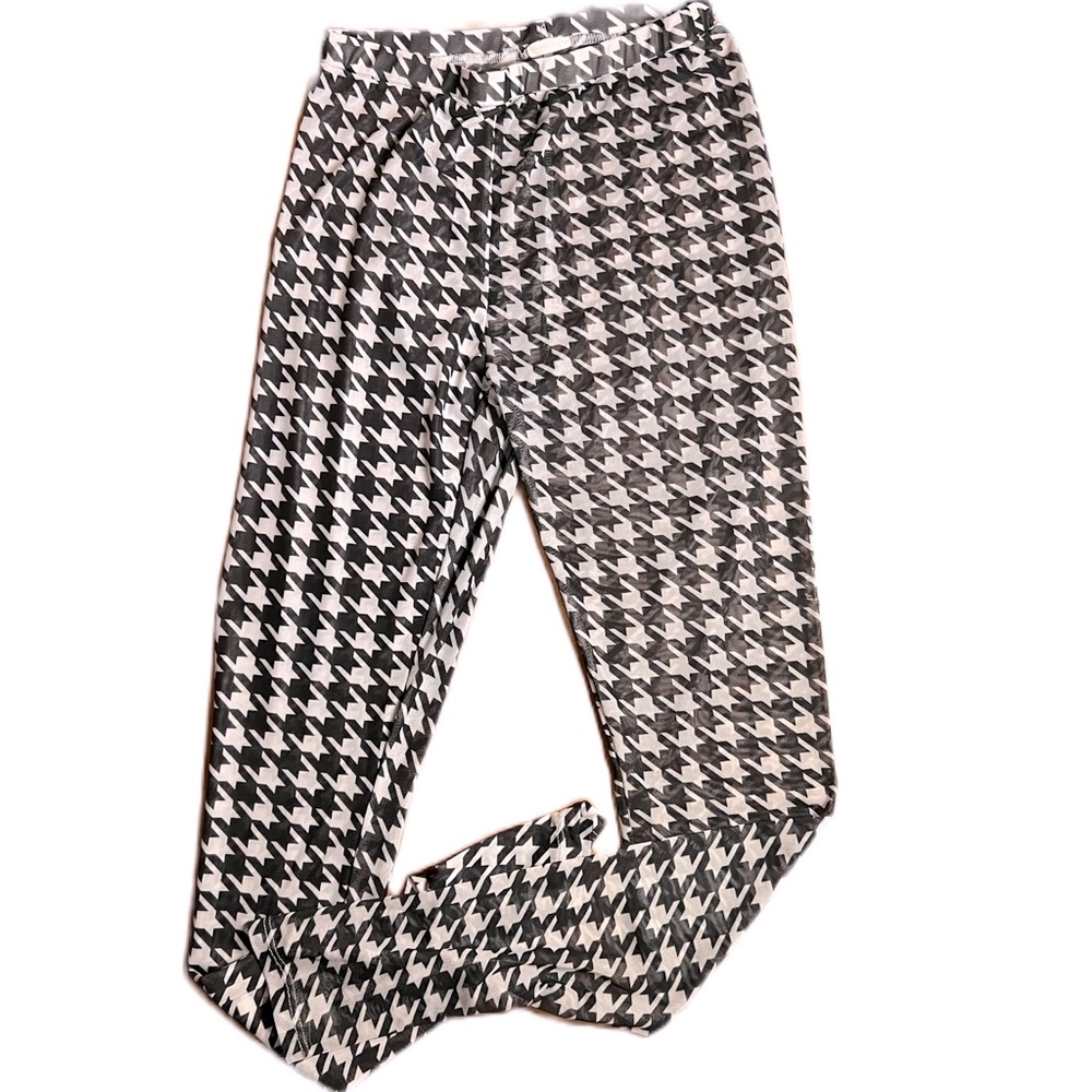 X small houndstooth mesh pants